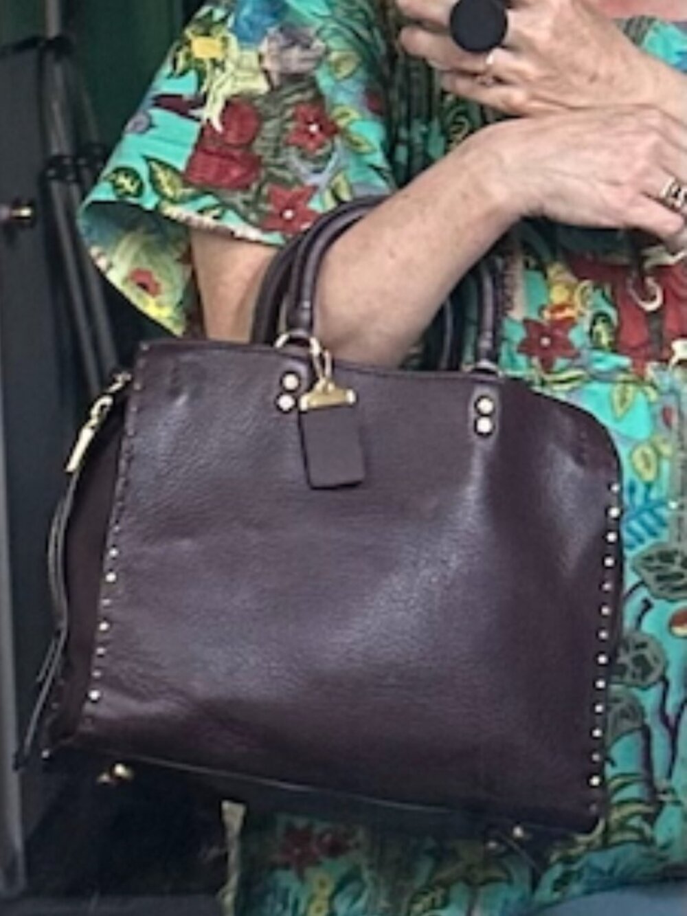 COACH Rogue 30/31 1941 Oxblood Brass Border Rivets TeaRose Leather bag RARE - Picture 7 of 15